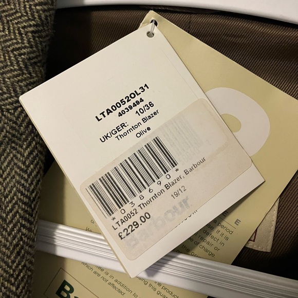 NWT Tweed Herringbone Green Wool Barbour Blazer Jacket - Picture 11 of 12